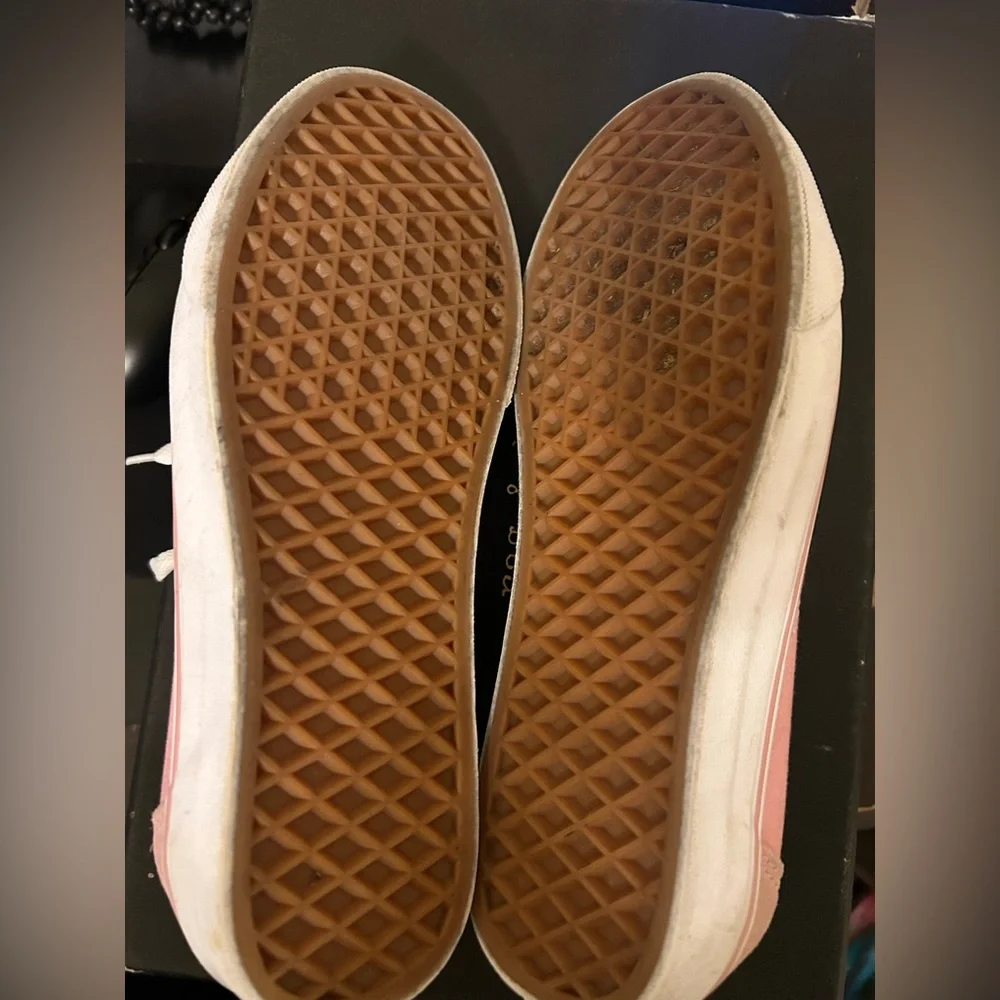 Vans Women's Classic Pink and White Sneakers - Picture 5 of 5